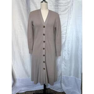 ANN TAYLOR Beige Long Sweater Duster Cardigan Women's Size M Long Sleeve